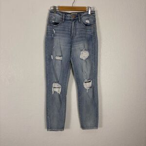 BKE Denim High Rise Distressed Mom Skinny Ankle Jeans Size 25